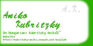 aniko kubritzky business card